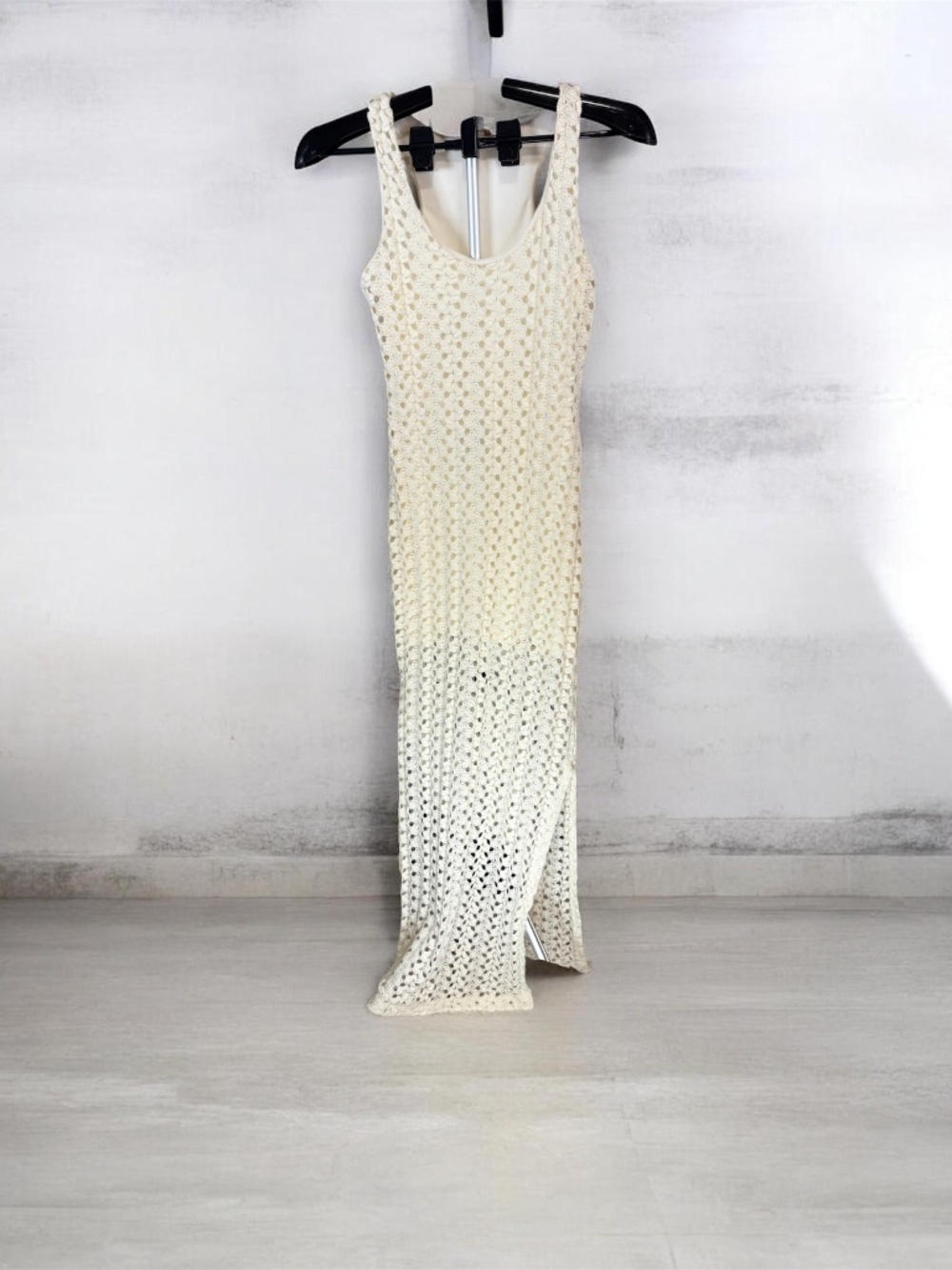 Wildcat Ivory Crochet Lace Maxi Dress Sleeveless Boho Beach Cover Up S